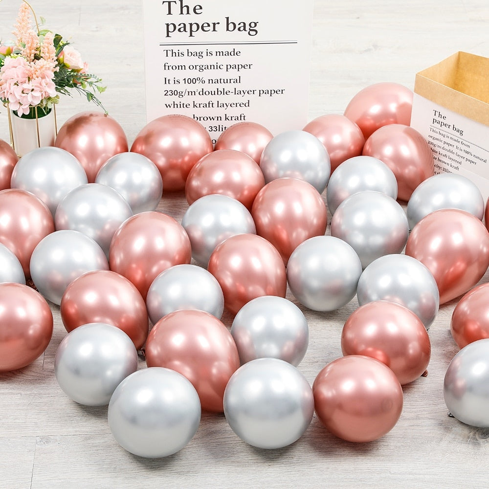 30pcs 5inch Chrome Metallic Latex Balloons Gold Silver Metal Balloon Birthday Party Inflate Globos Wedding Decor Supplies - anconmall