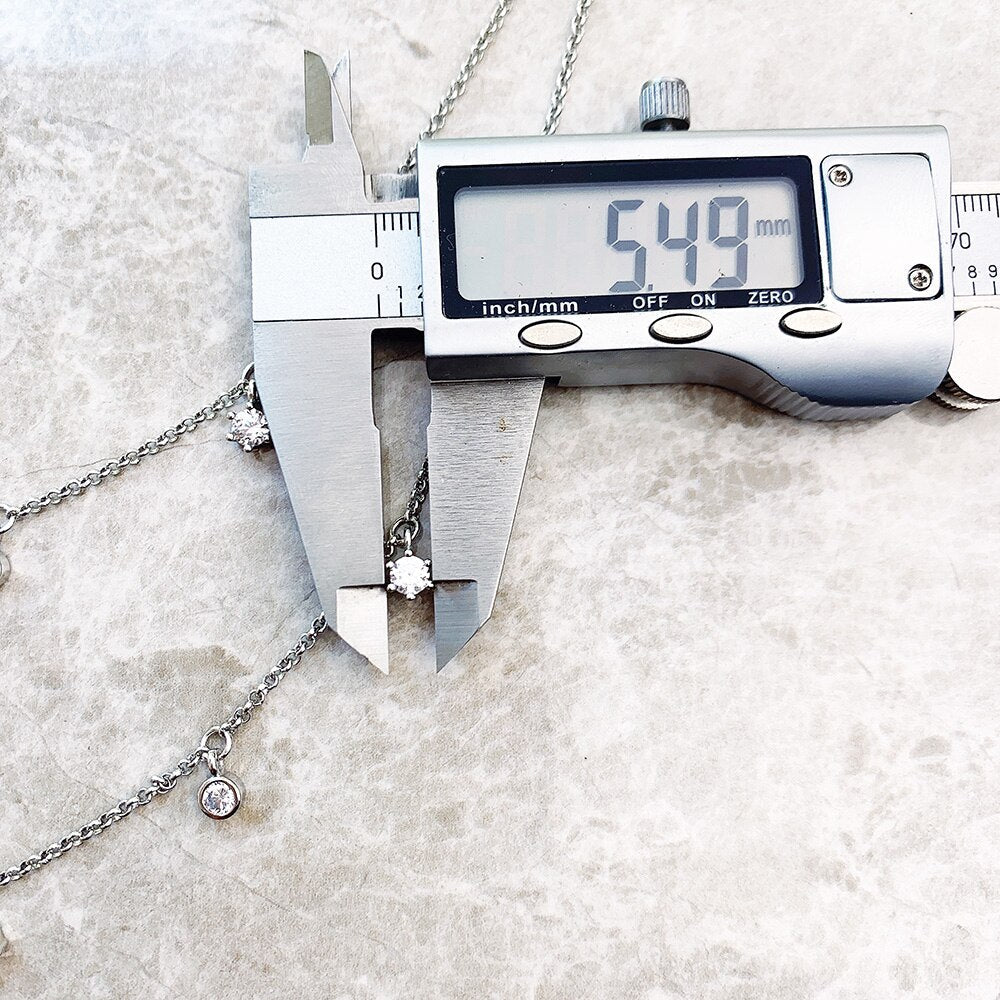 Double Row Necklace White Stones Layer Link Chain Fine Jewelry Europe 925 Stering Silver Brand New Romantic Gift For Women