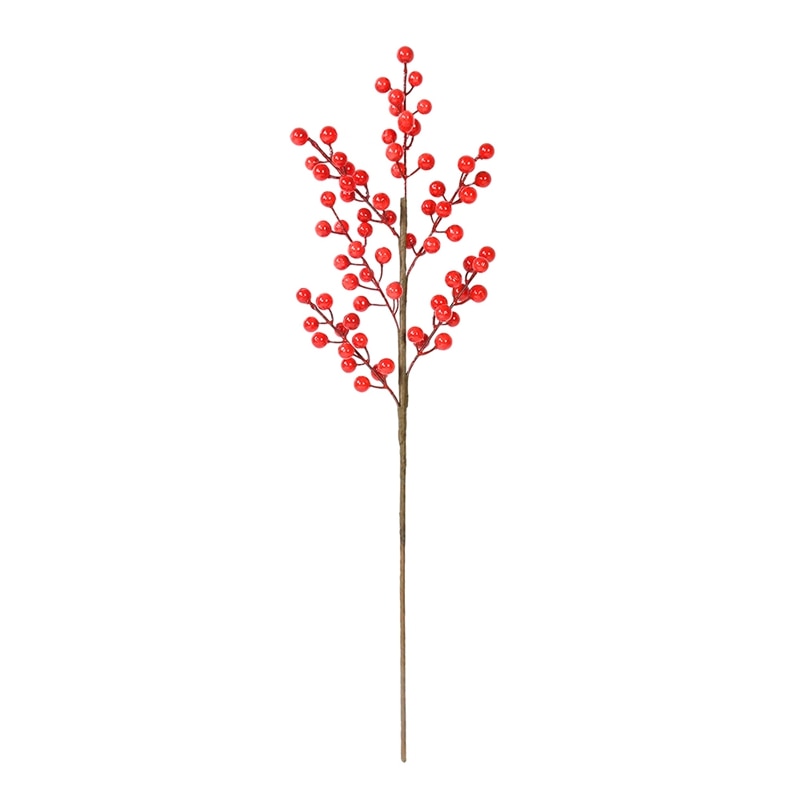 1/2pcs Christmas Decor Red Berry Stamen Branch Artificial Flower Bouquet Xmas Home Vase DIY Decoration Wedding Party Fake Plant