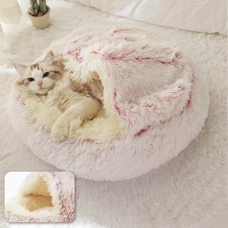 Pet Dog Cat Bed Round Plush Cats Warm Beds House Soft Sleeping Sofa Long Plushed for Small Medium Dogs Nest Cave Cushion Mats