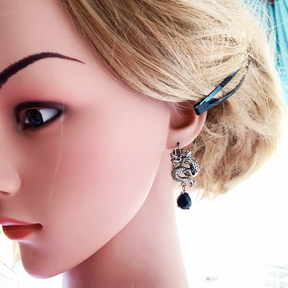 Drop Earring Chinese Dragon Europe Ethnic Fine Jewerly For Women Men Gift In 925 Sterling Silver