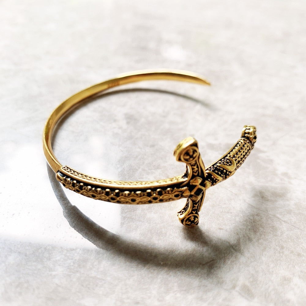 Golden Royal Ornamentation Sword Bracelet Bangle Fine Jewelry For Women Men,2022 Brand New Sterling 925 Silver Vintage Gift