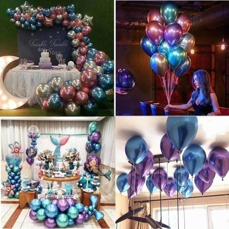 10pcs 12 Inch Metallic Colors Latex Balloons Confetti Inflatable Air Balloons for Birthday Wedding Balloons Decorate Supplies - anconmall