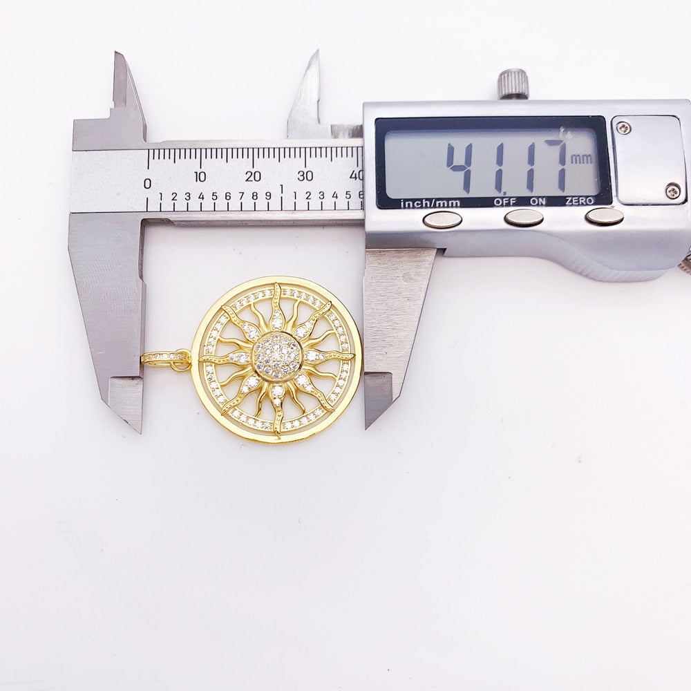 Pendant Gold Color Amulet Sun,Fashion Glam 925 Sterling Silver Jewelry Europe Accessories Gift For Men Woman