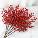 1/2pcs Christmas Decor Red Berry Stamen Branch Artificial Flower Bouquet Xmas Home Vase DIY Decoration Wedding Party Fake Plant