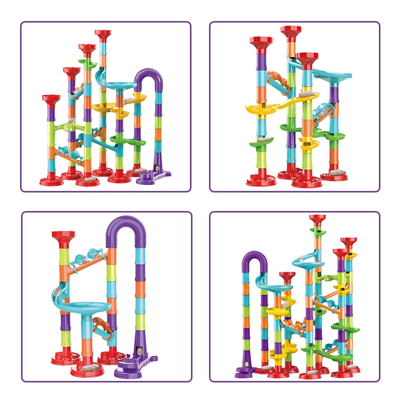 45-142PCS DIY Track Blocks Construction Marble Run Race Track Building Blocks Kids 3D Maze Toys Children Christmas Gift