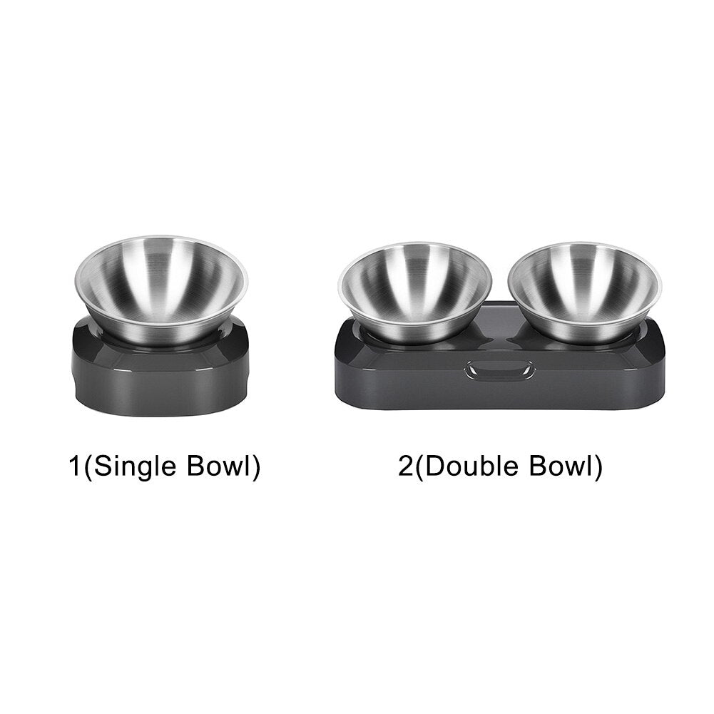 Stainless Steel Cat Feeder Bowl Dog Food Water Bowls with Stand Metal Easy to Clean Cats Dogs Double Single Pet Feeding Feeders