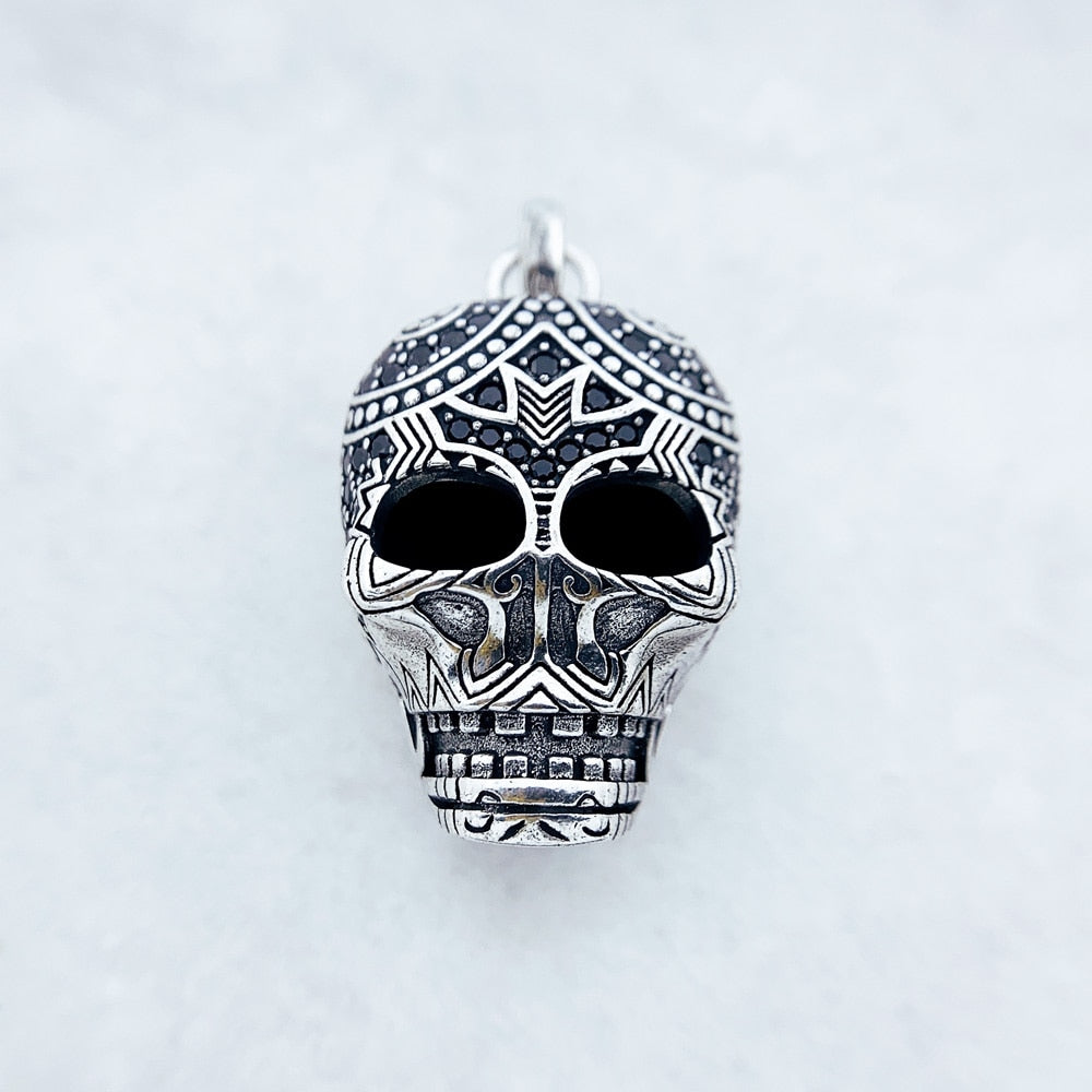 Pendant Skull Maori Fashion Ethnic Punk Jewelry Europe 925 Sterling Silver Gift For Woman & Men