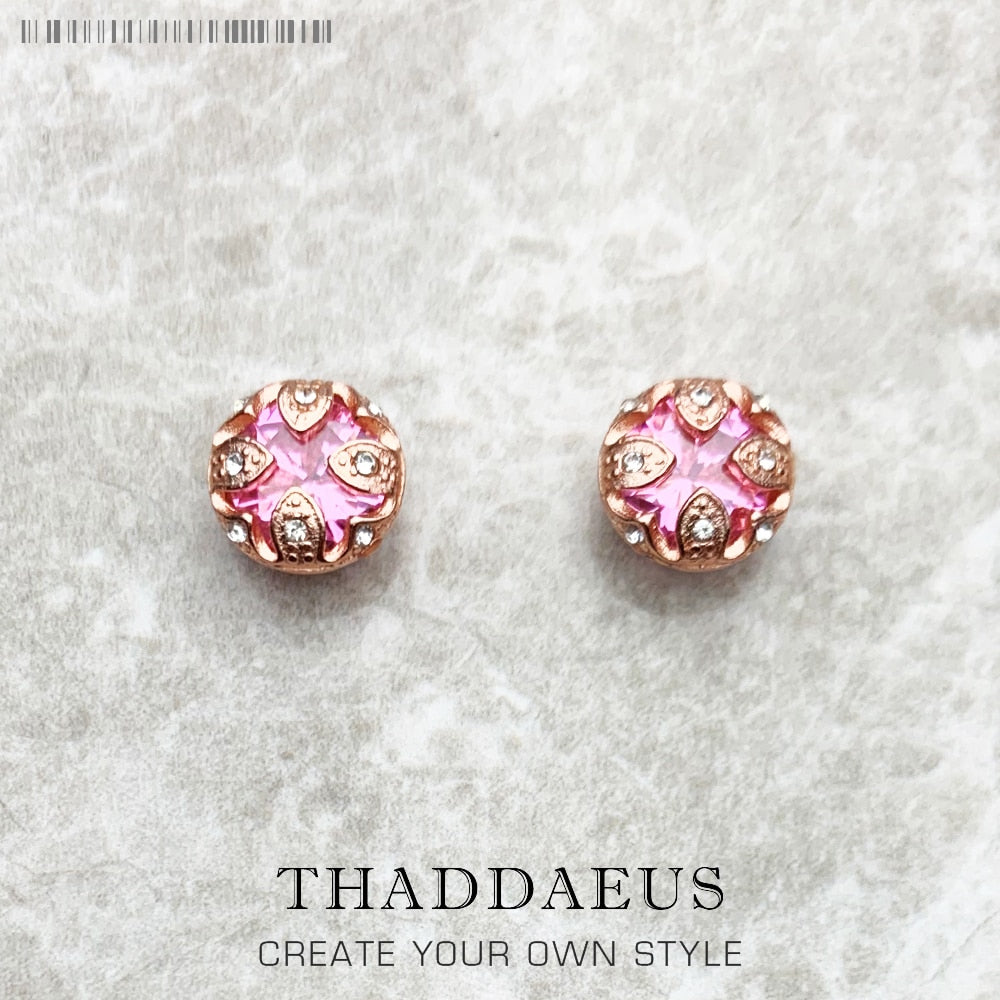 Rose Lotus Stud Earrings Europe Style Glam Fashion Jewerly For Women Gift In 925 Sterling Silver