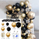 123pcs Black Golden Balloon Garland Kit Gold Confetti Latex Ballon  30th 40th 50th Happy Birthday Baby Shower Party Decoration - anconmall