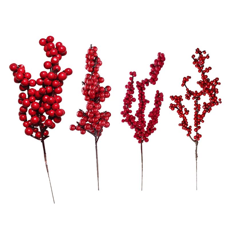 5Pcs Artificial Red Christmas Berries Pine Cone Branches For Christmas Home DIY Wreath Decorations Xmas Tree Ornaments Noel 2023