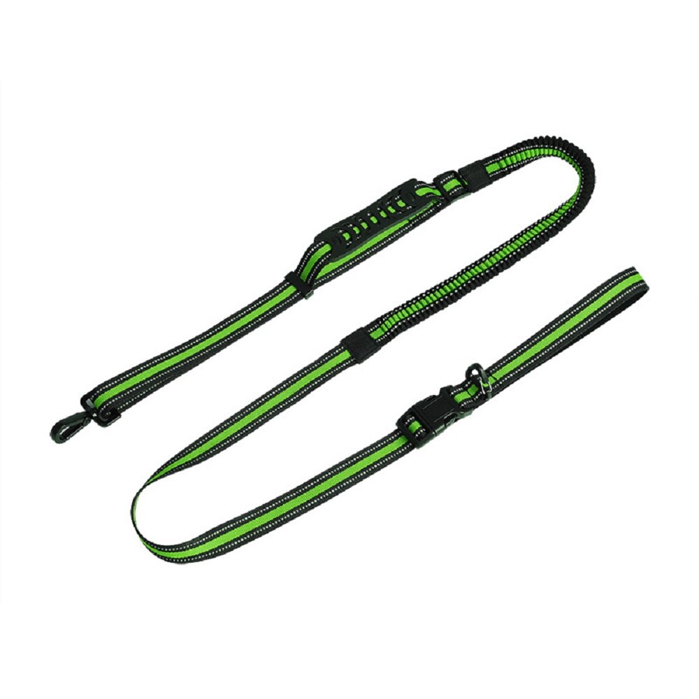 2m Hands-Free Bungee Nylon Dog Leash with Adjustable Waist Belt Reflective Stitching and Padded Handle for Pets Running Training