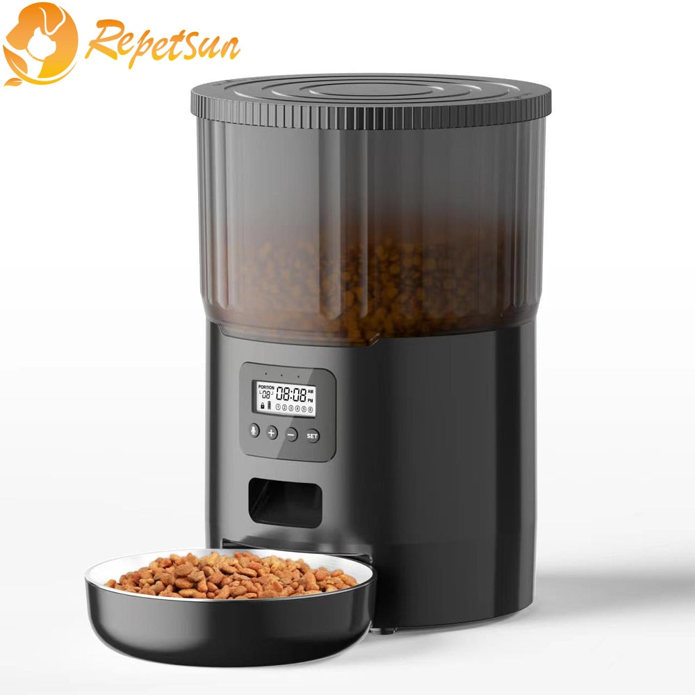 4L Button Smart Automatic Pet Feeder With Stainless Steel Bowl Timing Voice For Dog Cat Auto Feeding Bowl Pet Dry Food Dispenser