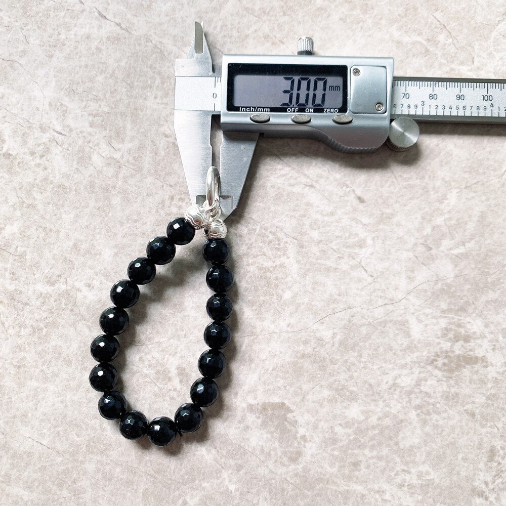 Faceted Onyx Black Beads Bracelets Summer Brand New Trendy Gift for Women in 925 Sterling Silver Fine Jewelry