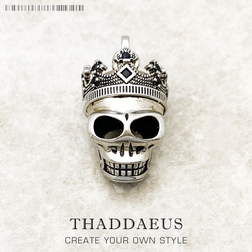 Pendant Skull Crown New Vintage 925 Sterling Silver Fashion Jewelry Europe Style Accessories Gift For Woman & Men