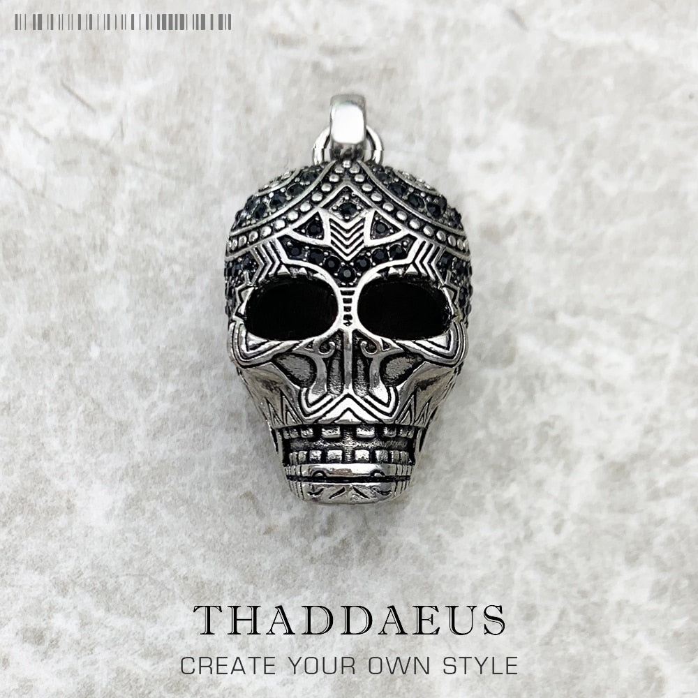 Pendant Skull Maori Fashion Ethnic Punk Jewelry Europe 925 Sterling Silver Gift For Woman & Men