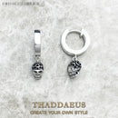 Hinged Hoop Earrings Skull Pave Gift In Real 925 Sterling Silver,Europe Style Rebel Punk Jewerly For Women Men