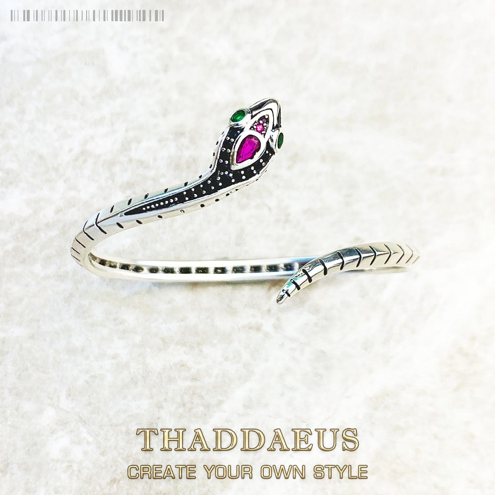 Bangles Snake Europe Style Fine Jewelry For Women Spring Brand New Bohemia Gift In Blackened 925 Sterling Silver