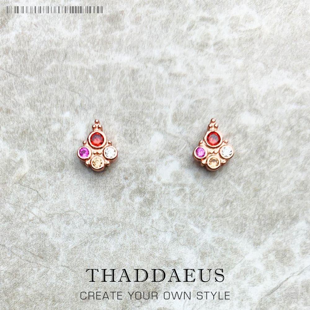 Royal Flower Stud Earrings,Europe Bohemia Glam Fashion Good Jewerly For Women Gift In 925 Sterling Silver