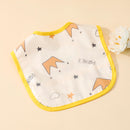 hibobi Baby Cartoon Print Waterproof Bibs Infant Cotton Bib Newborn Scarf Solid Color Baby Boys Girls Feeding Saliva Towel