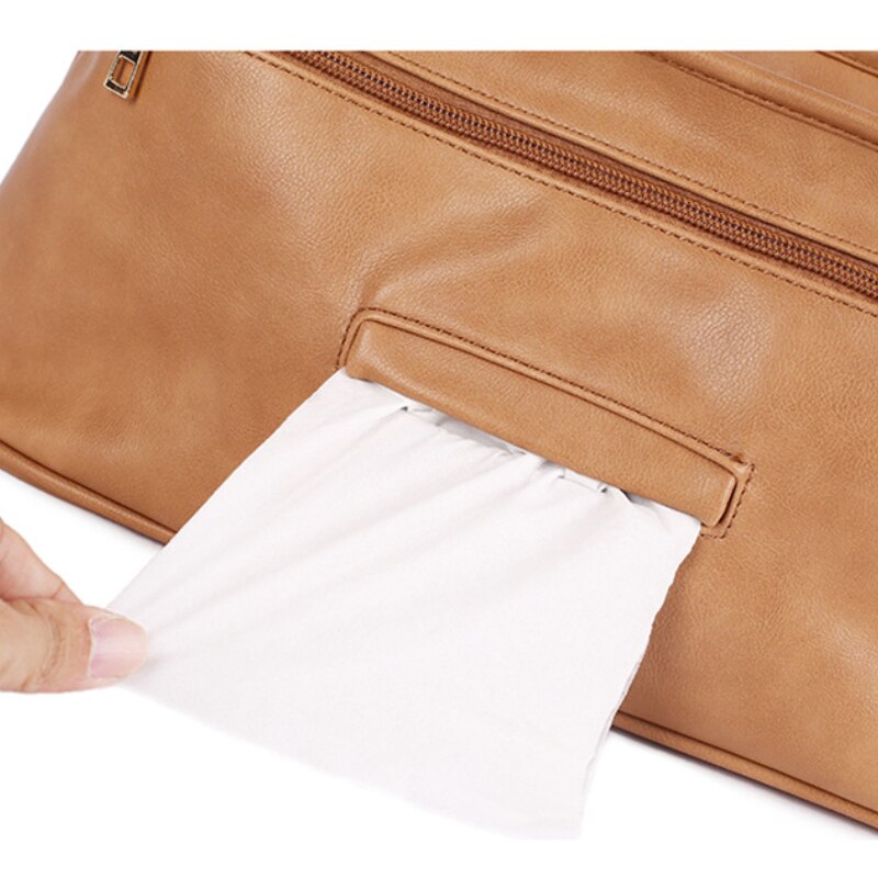 New Fashion Portable Baby Diaper Bag Lightweight PU Leather Nappy Bag Mommy Diaper Organizer for Baby Stroller with Hooks