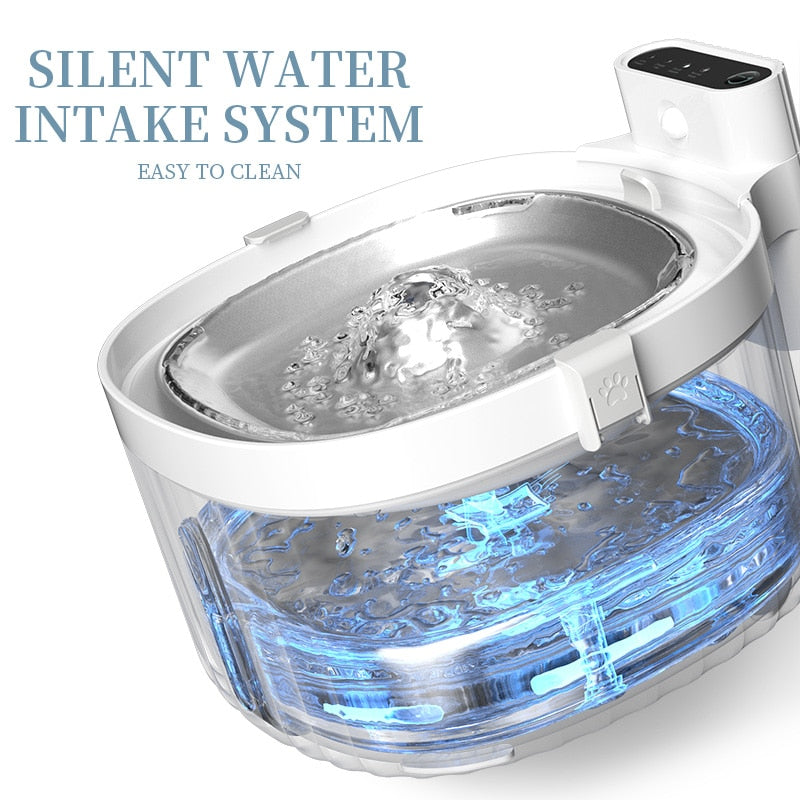 2L Cat Dog Silent Drinker Activated Carbon Filter USB Battery Dual Power with Motion Sensor Automatic Pet Water Dispenser Bowl