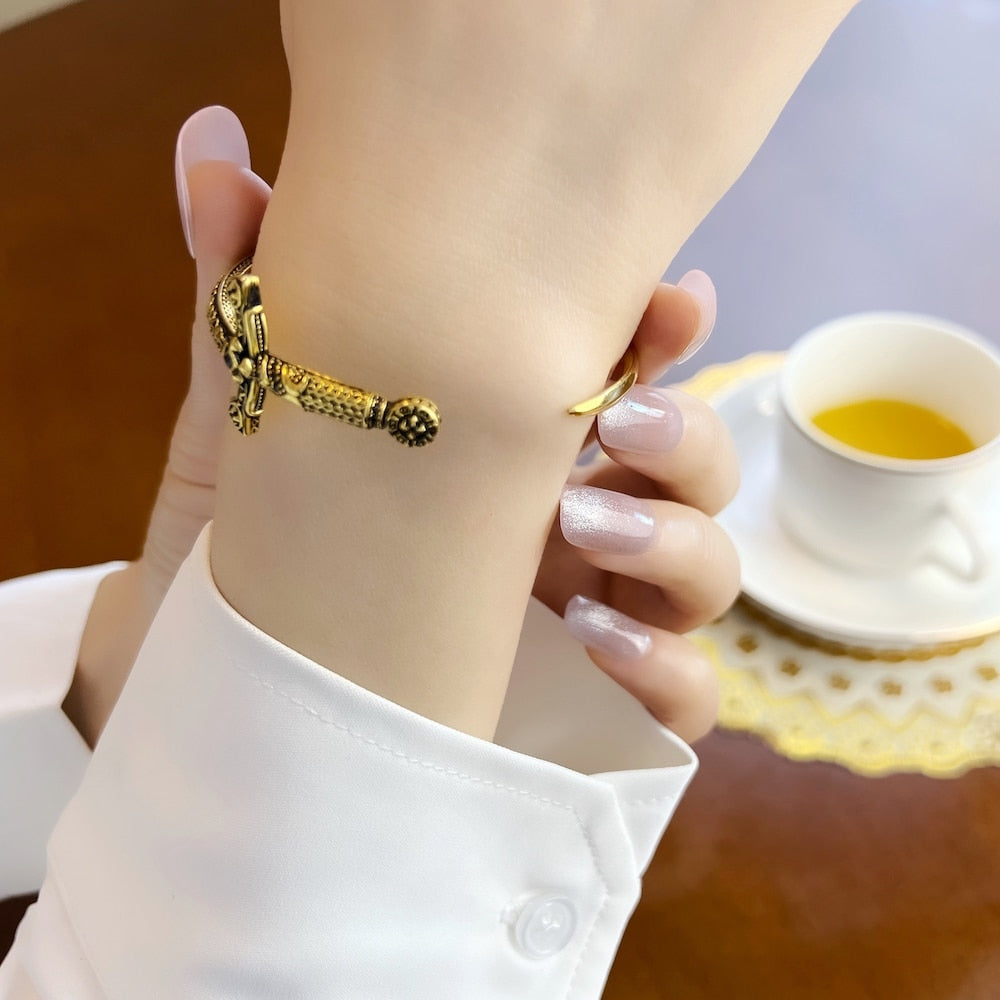 Golden Royal Ornamentation Sword Bracelet Bangle Fine Jewelry For Women Men,2022 Brand New Sterling 925 Silver Vintage Gift
