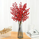 1/2pcs Christmas Decor Red Berry Stamen Branch Artificial Flower Bouquet Xmas Home Vase DIY Decoration Wedding Party Fake Plant