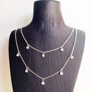 Double Row Necklace White Stones Layer Link Chain Fine Jewelry Europe 925 Stering Silver Brand New Romantic Gift For Women