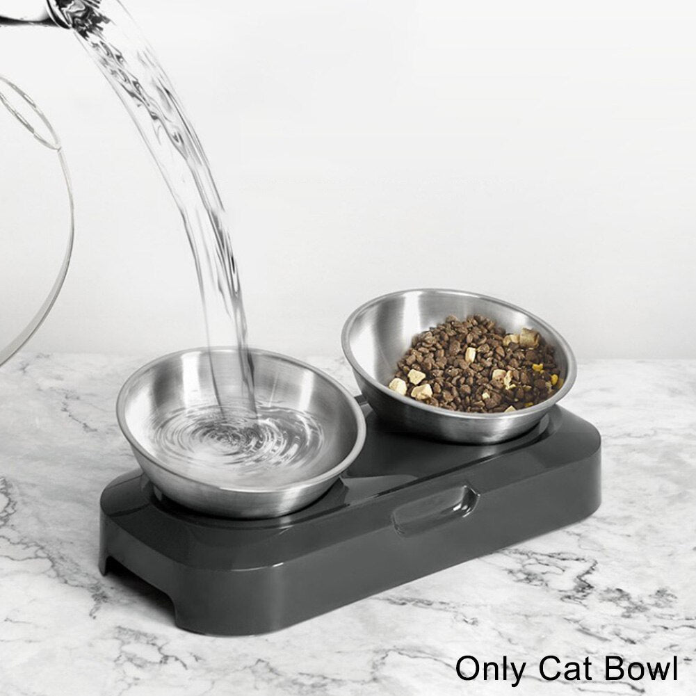 Stainless Steel Cat Feeder Bowl Dog Food Water Bowls with Stand Metal Easy to Clean Cats Dogs Double Single Pet Feeding Feeders