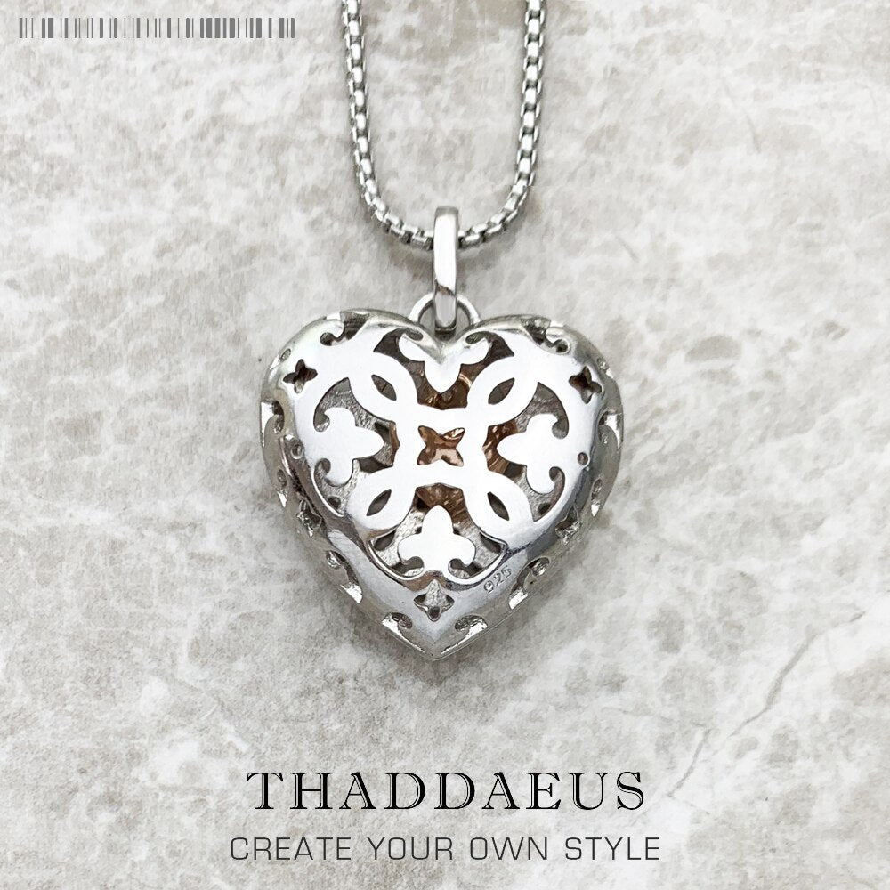 Necklace Heart Medallion Brand New Link Chain Fashion Jewelry Europe 925 Sterling Silver Gift For Women Friend