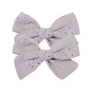 2Pcs/Set Sweet Floral Embroidery Solid Color Bowknot Hair Clips for Kids Baby Girls Alligator Hairpins Headwear Toddlers Hair