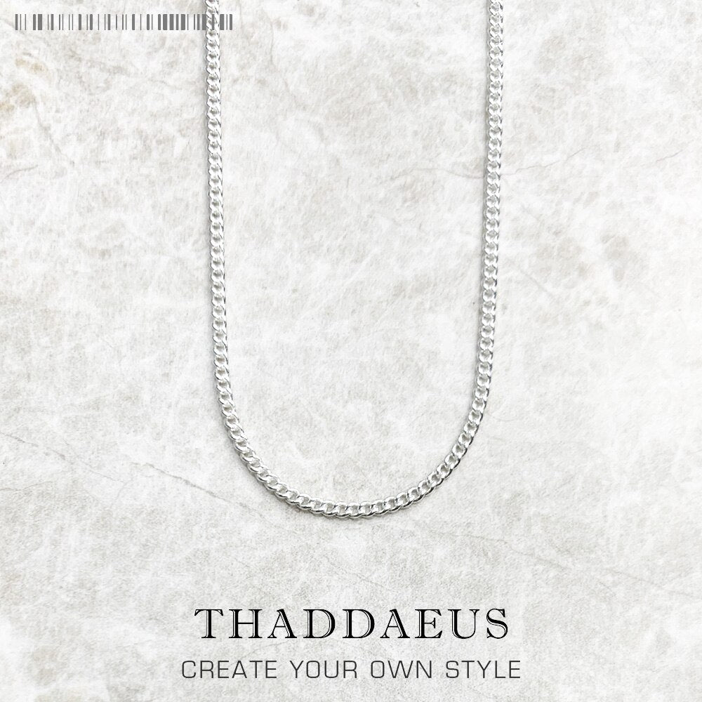 2mm Sideway Link Chain Necklace Brand New  Glam Fashion Jewelry Europe 925 Sterling Silver Bijoux Gift For Men Women