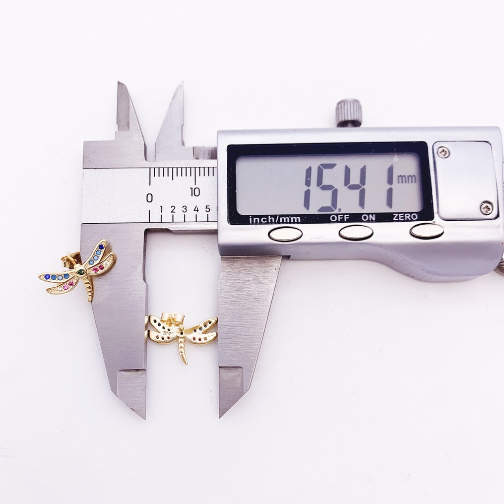 Dragonfly Golden Stud Earrings Europe Bohemia Fine Jewerly For Women Gift In Pure 925 Sterling Silver