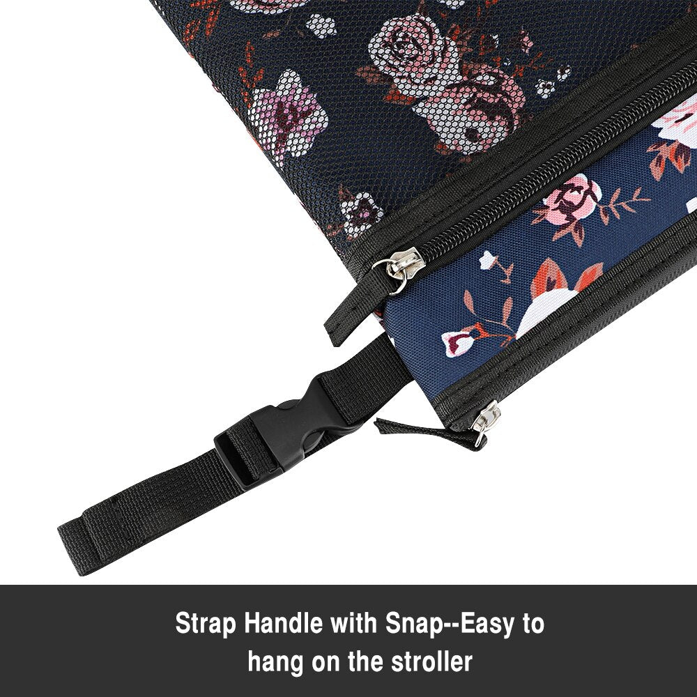 Baby Diaper Bag Cartoon Print Waterproof Wet Dry Nappy Zipper Handbag Stroller Carry Pack Travel Outdoor Wet Diaper Storage Bags