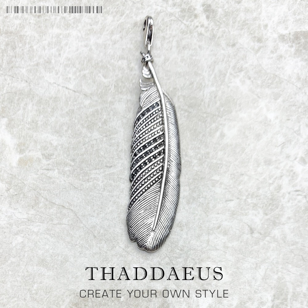 Pendant Black Feather Winter Brand New Fashion Jewelry Europe 925 Sterling Silver Accessories Gift For Women Men