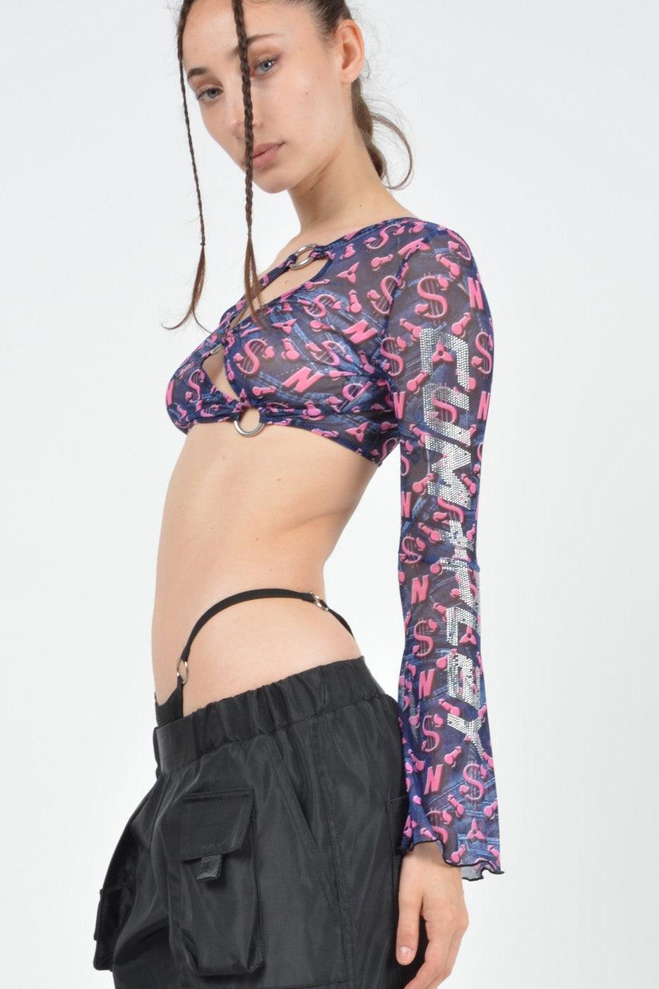 cum & play one shoulder tie top