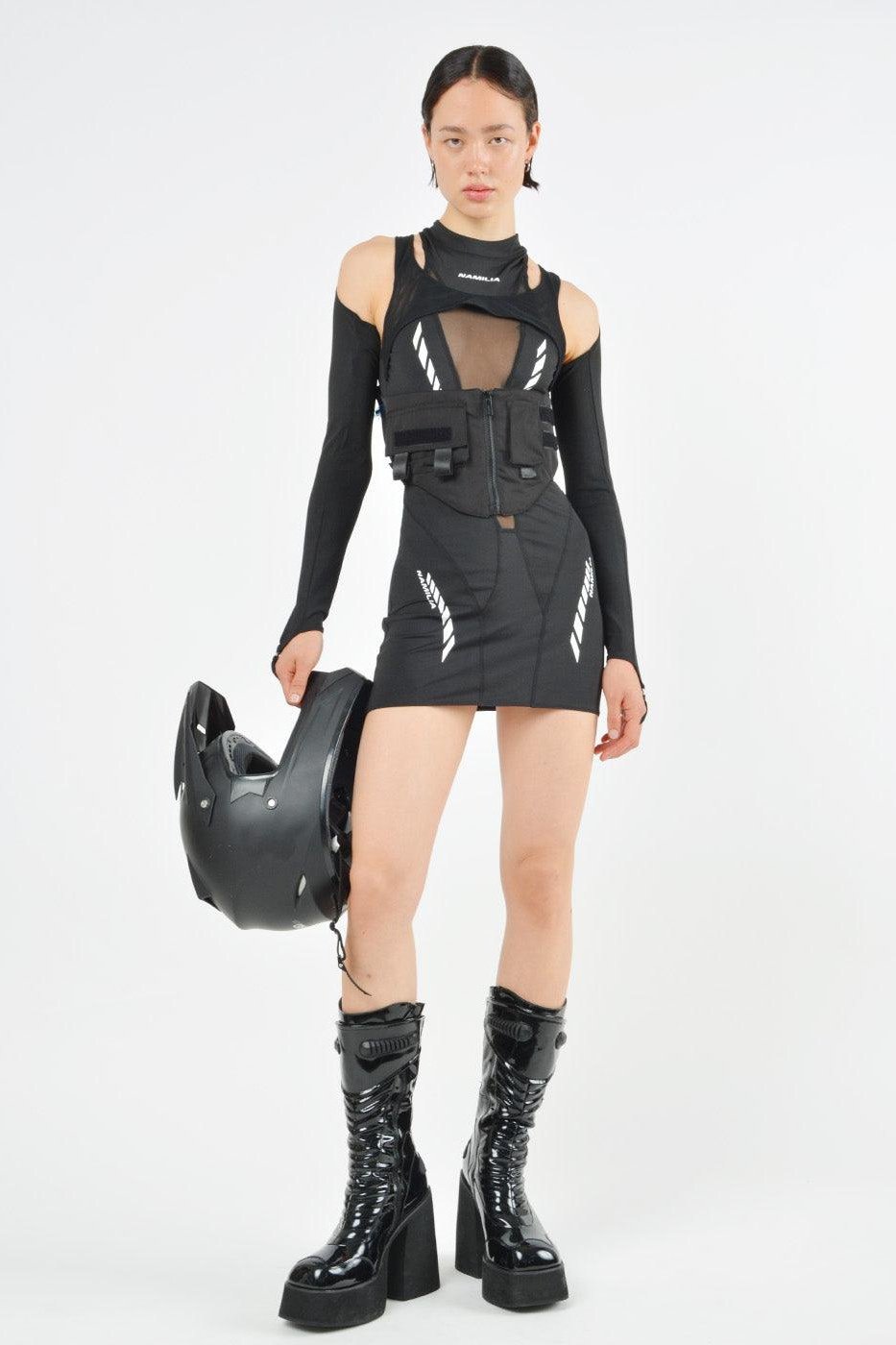 corset dress with detachable sleeves