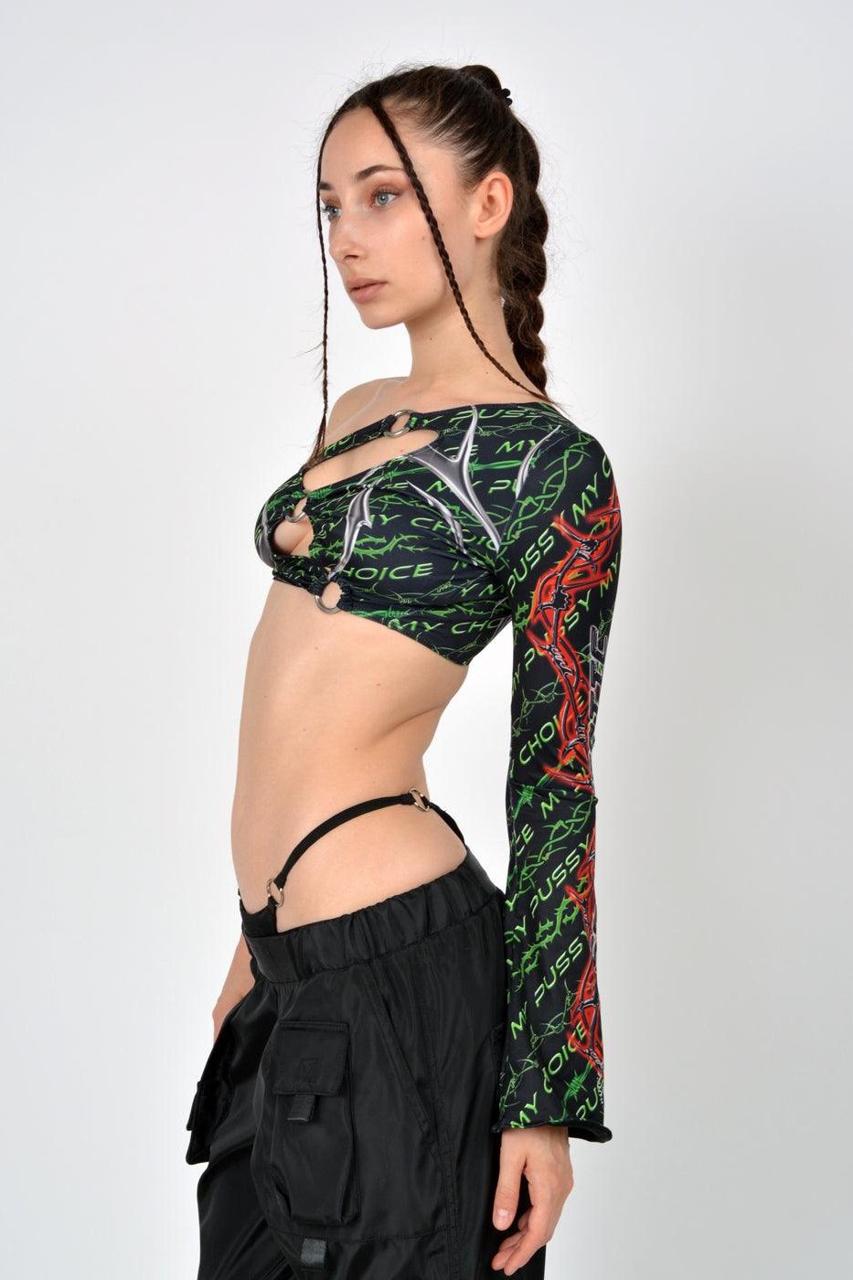 x-static one shoulder tie top