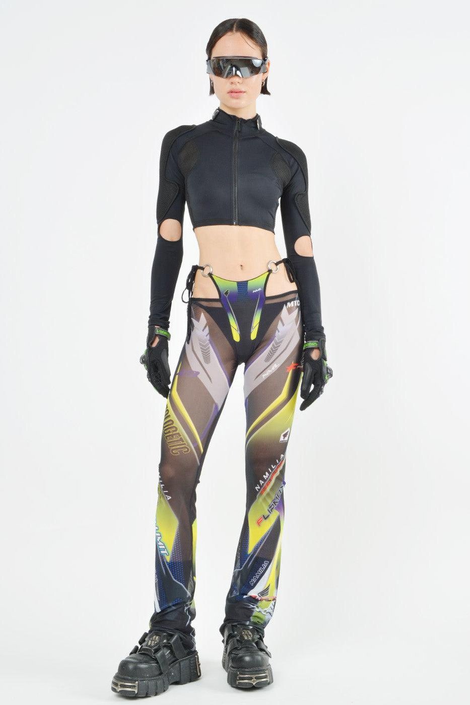 racing mesh thong pants